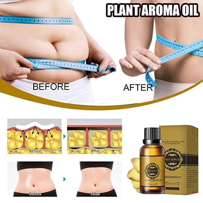 Belly Drainage Ginger Oil, Lymphatic Drainage Ginger Oil, Slimming Tummy Ginger Oil, Ginger Essential Oil for Swelling and Pain Relief, Care for Skin (10ML) - Pack of 2